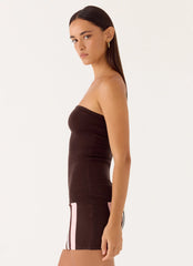 Straight Lines Knit Mini Dress - Chocolate