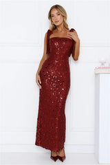 Bright Stars Sequin Maxi Dress Burgundy