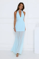 Diamond District Halter Maxi Dress Blue